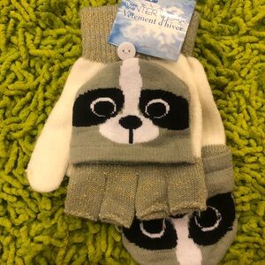 Tail Puppy Mittens - White and Gray